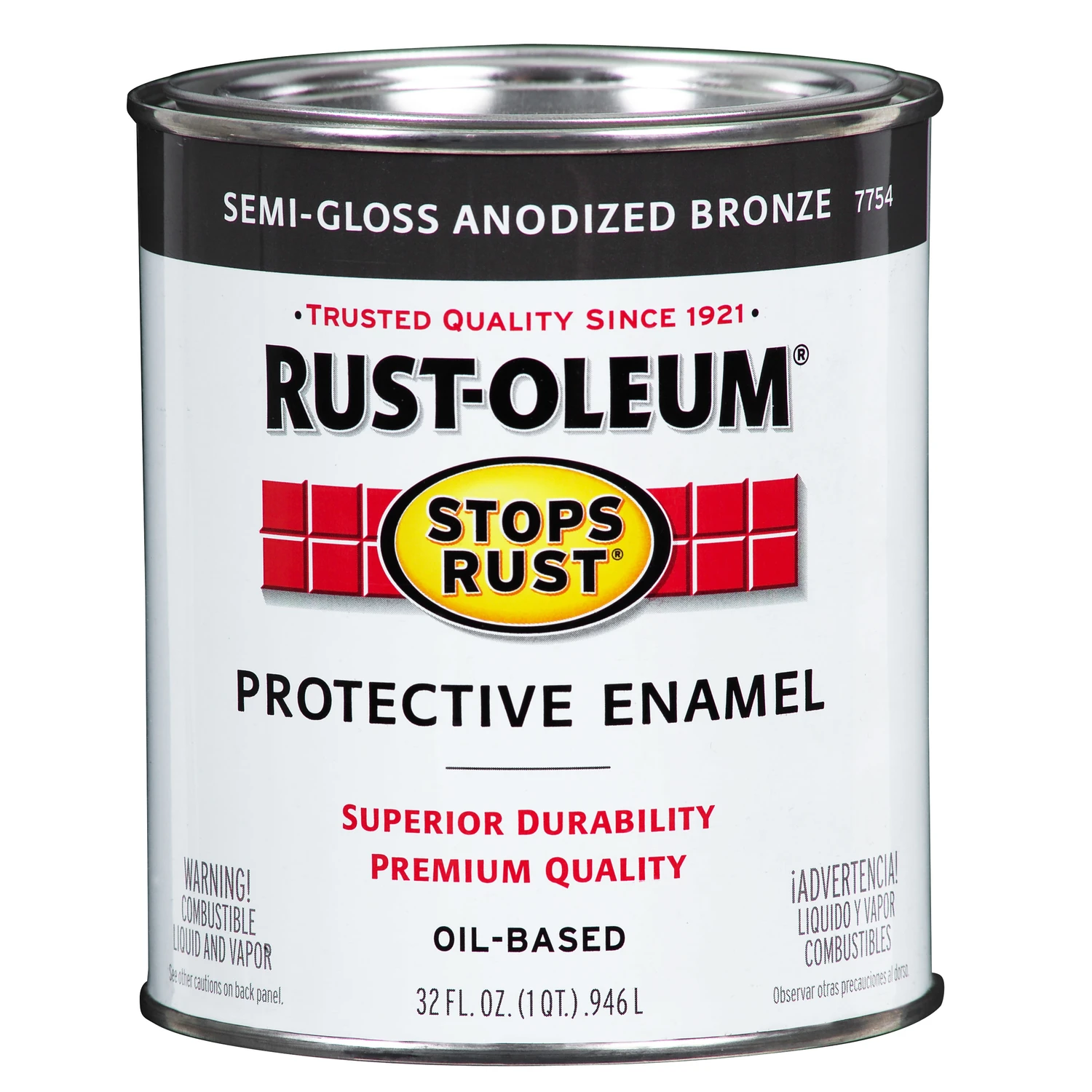 Stops Rust Anodized Bronze Semi-Gloss Oil-Based Paint, Qt.