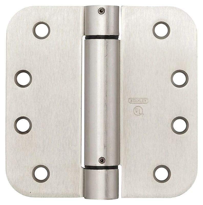 Spring Door Hinge, Adjustable, Nickel, 4 In.