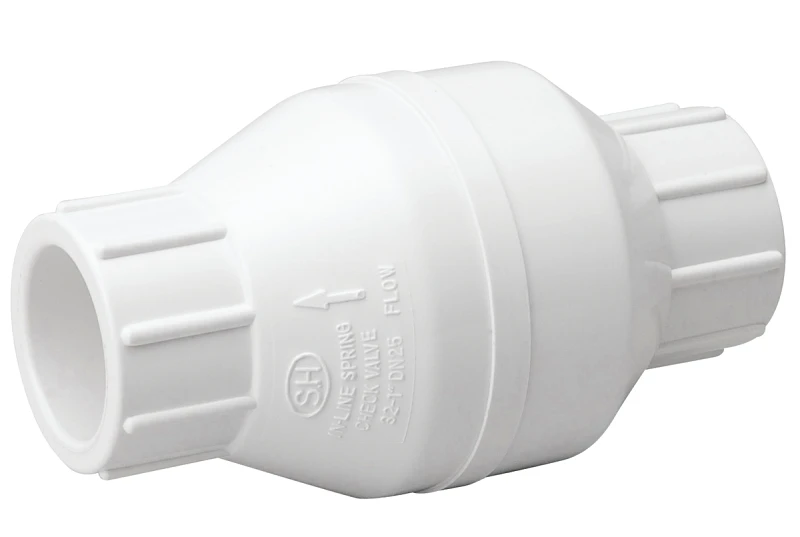 PVC Check Valve, Solvent Weld, White, Schedule 40, 3/4 In.