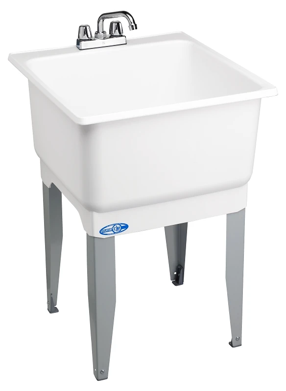 Laundry Tub Kit, White, With Faucet, 23 x 25 In.
