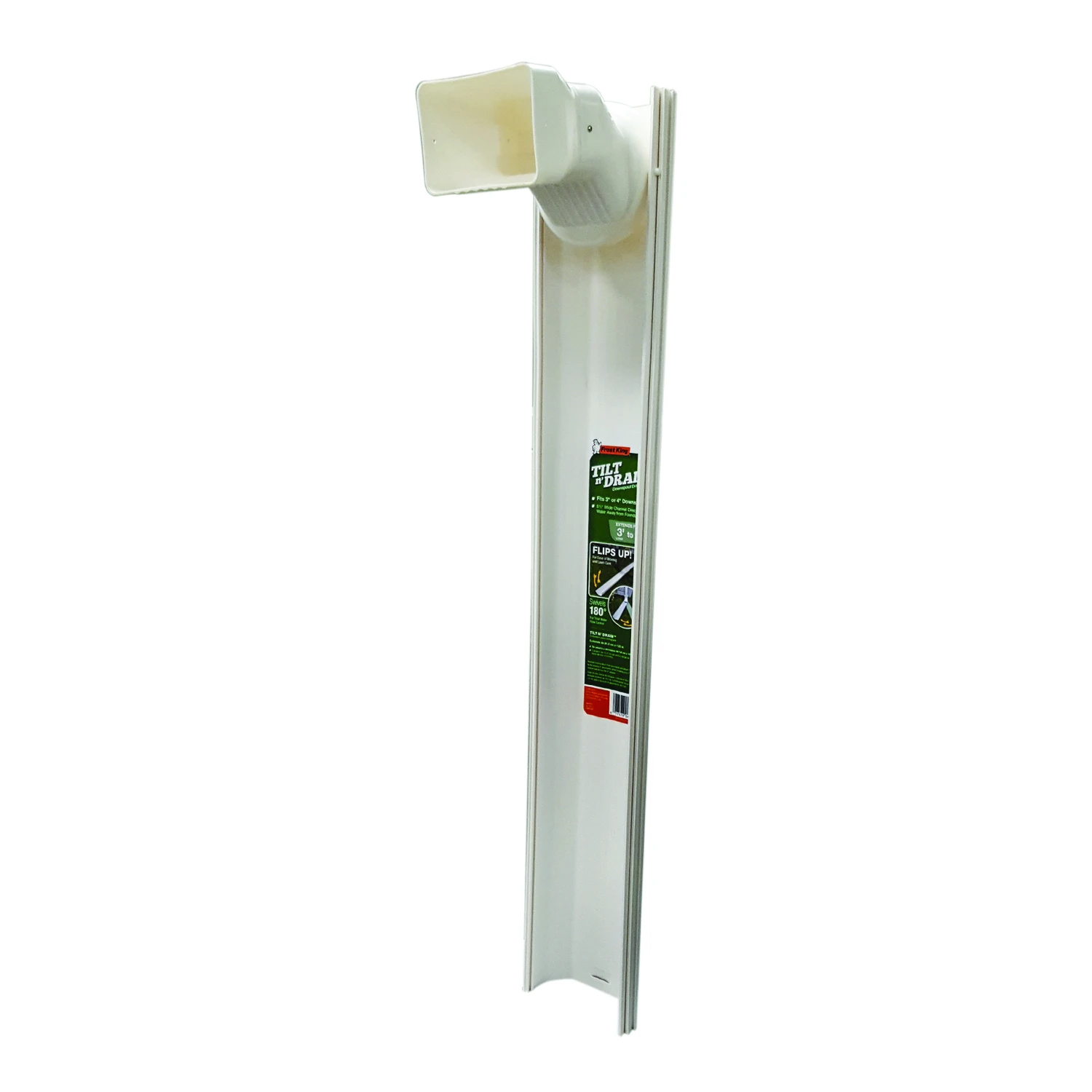 Tilt 'N Drain Downspout Extender, White, 6-Ft.