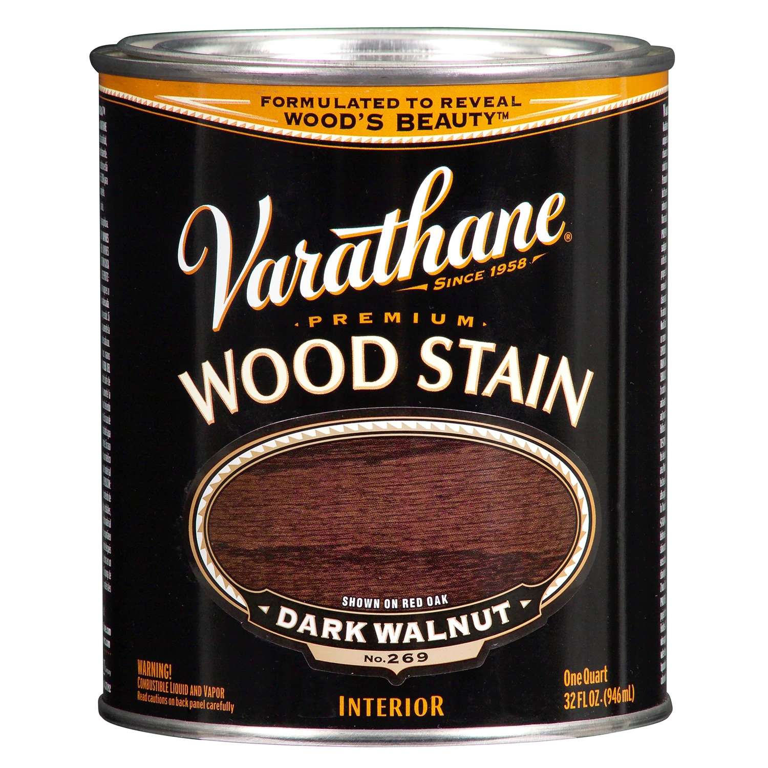 Dark Walnut Premium Oil-Based Interior Wood Stain, Qt.
