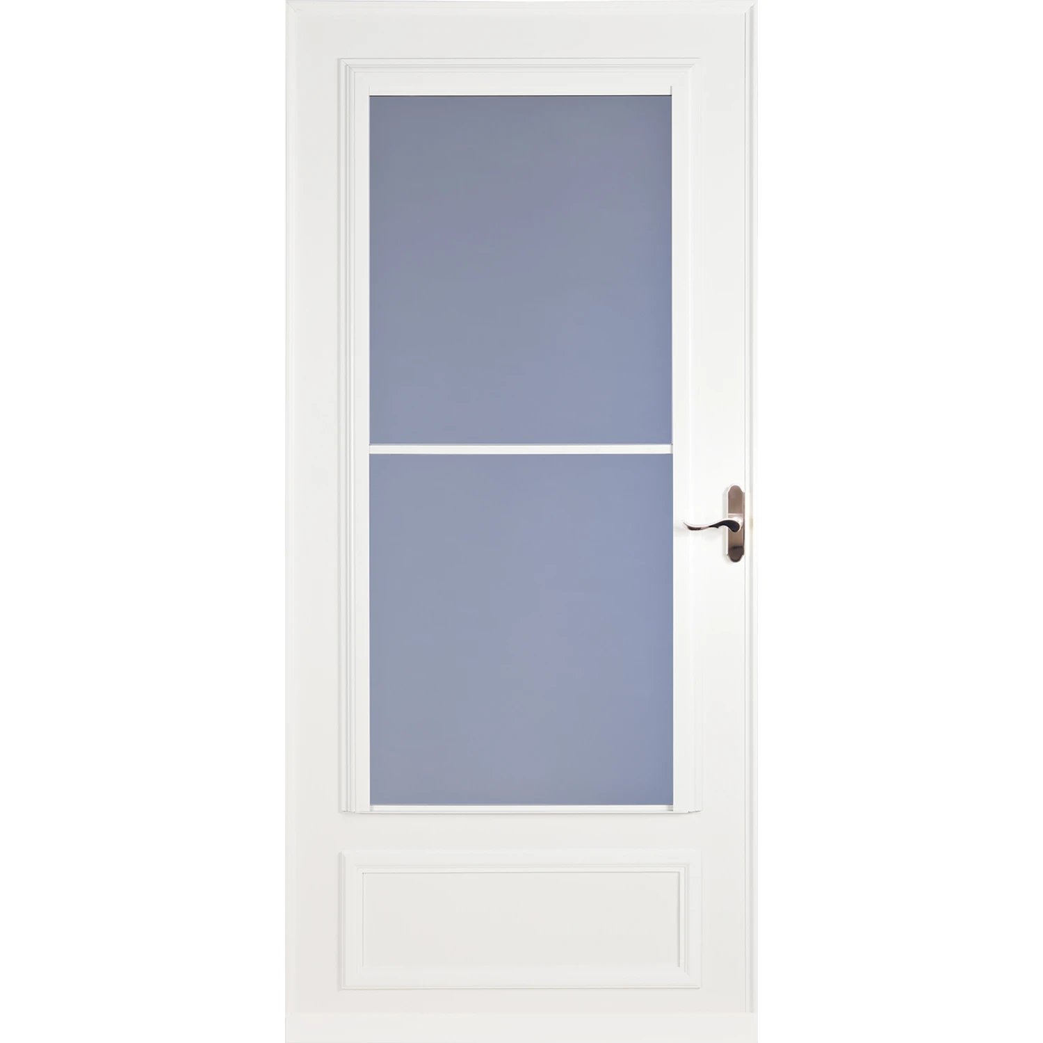 Screen Away Storm Door, Retractable Screen, White Aluminum & Nickel Handles, Solid Wood Core, 36 x 81-In.