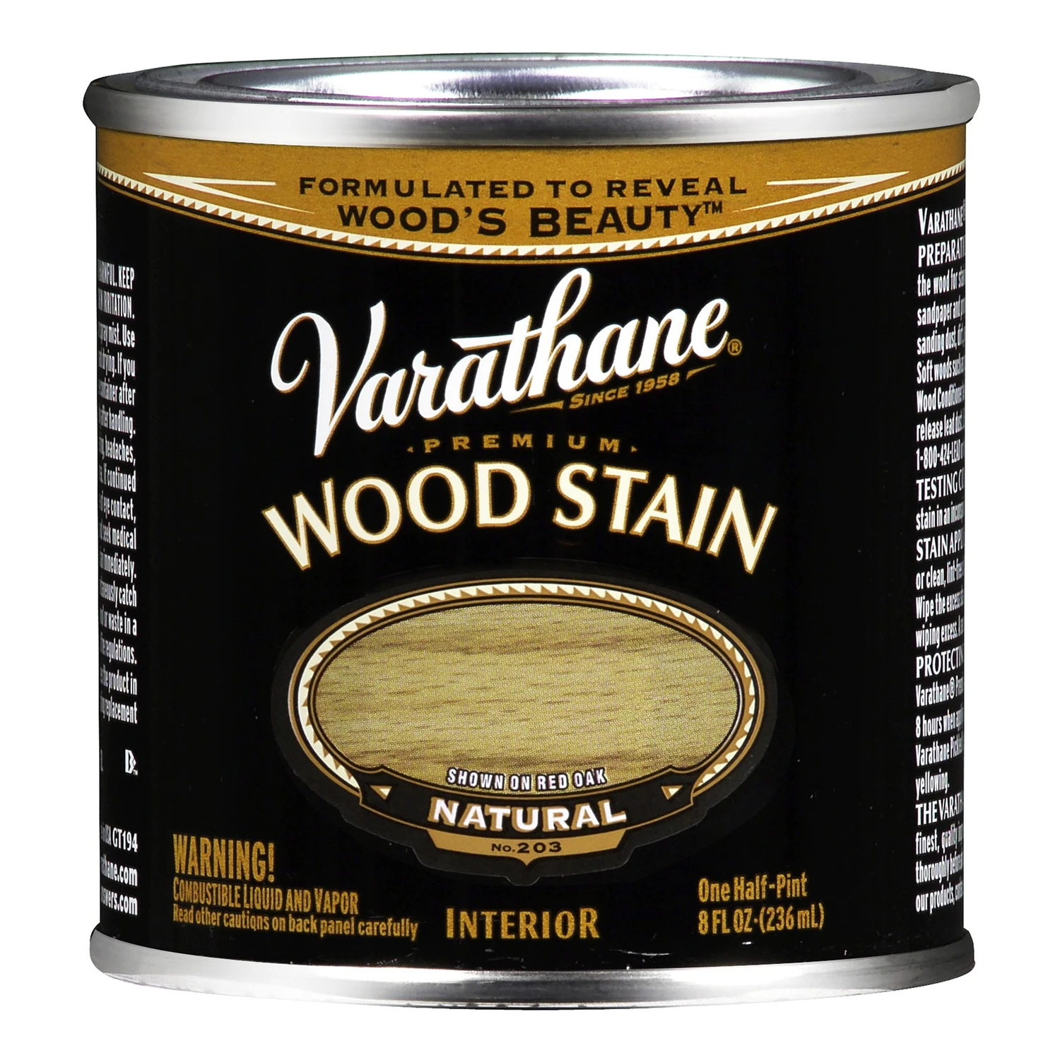Natural Premium Oil-Based Interior Wood Stain, 1/2-Pt.