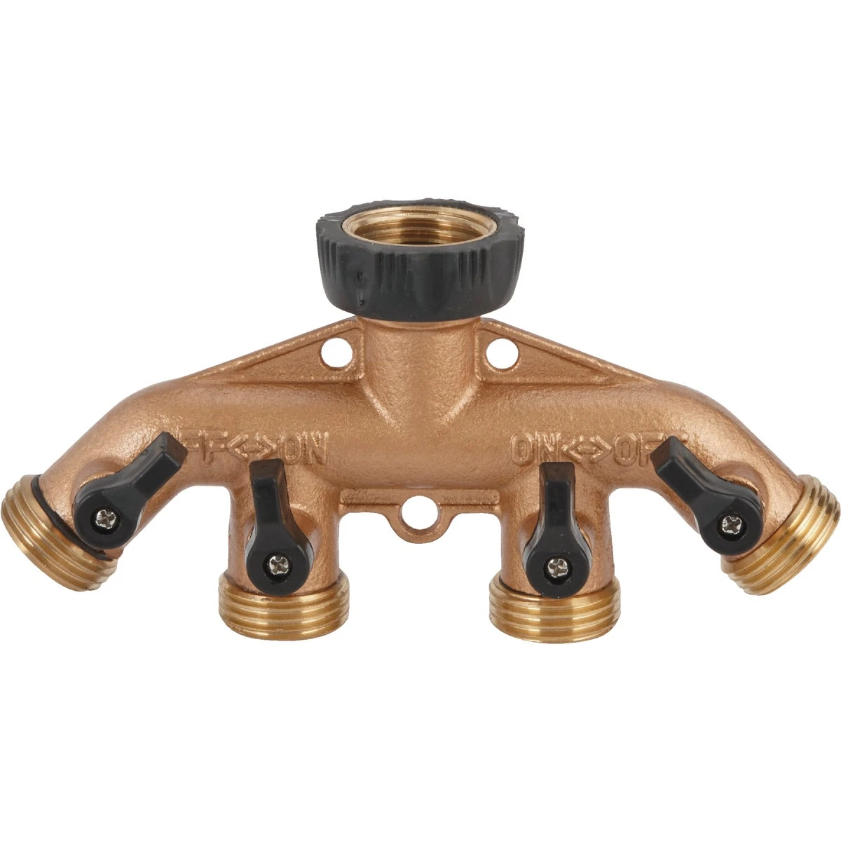 Brass 4-way Hose Shutoff Manifold, Model 59021dh, 3/4 In. Connection