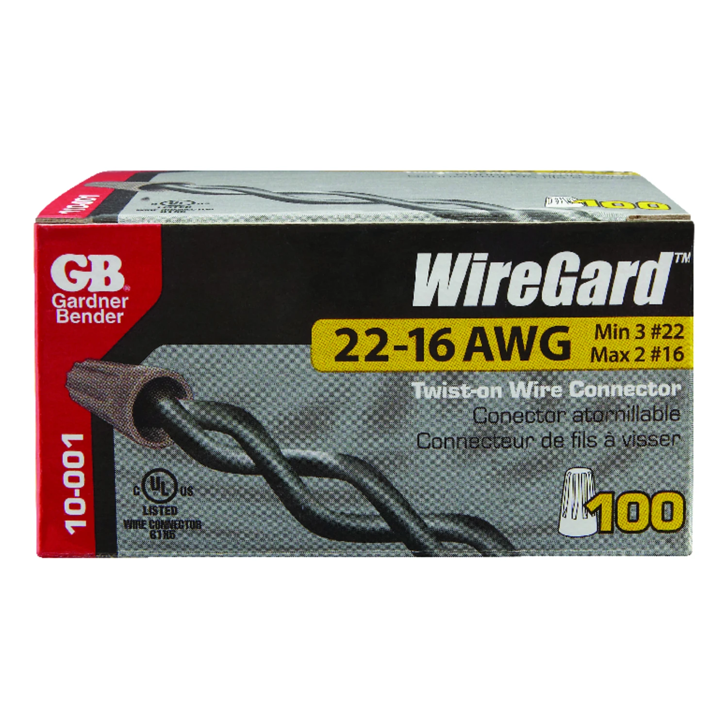 Wire Connector, 22-16 AWG, Gray, Mini, 100-Pk.