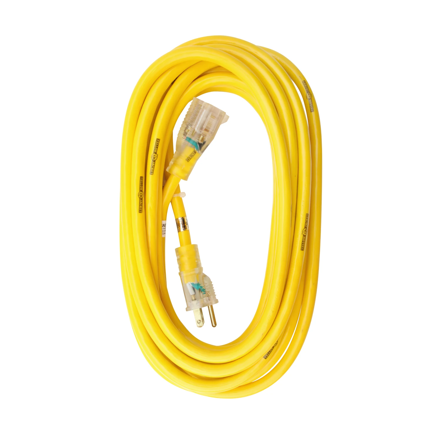 Yellow Jacket Contractor Extension Cord, 12/3 Heavy-Duty 15-Amp, SJTW, Lighted End, 25 Ft.