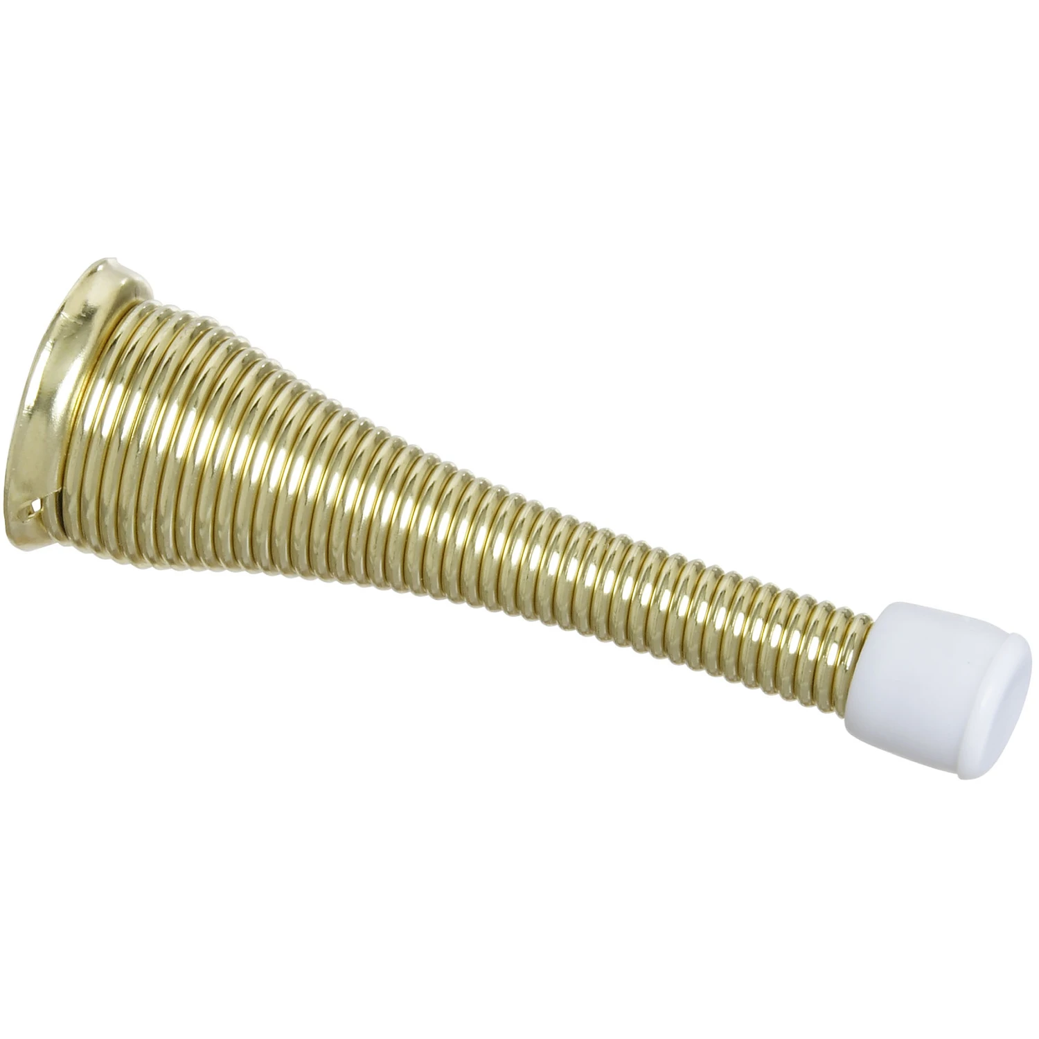 Doorstop, Wall-Mount, Broad Spring, Bright Brass, 3 In., 2-Pk.