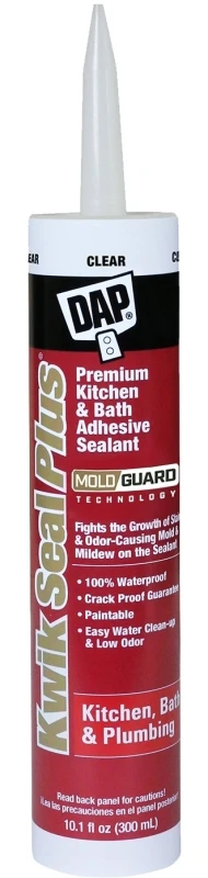 Kwik Seal Plus Kitchen/Bath Microban Caulk, Clear, 10.1-oz.