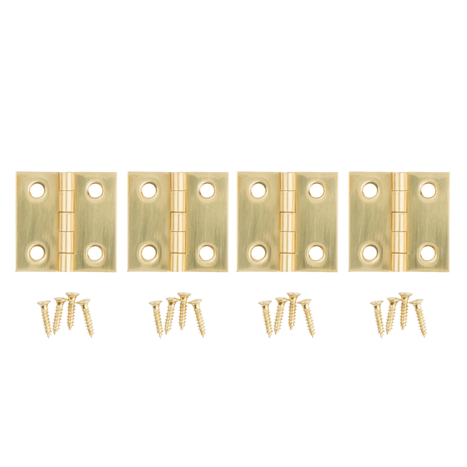 4-Pk., 1 x 1 In. Broad Hinges, Light-Duty, Brass