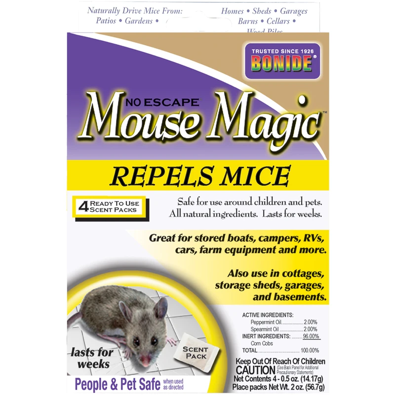 Mouse Magic Mouse Repellent Scented Packs, Indoor/Outdoor Rodent Control, People & Pet Safe, 4-Ct. Ready-to-Use