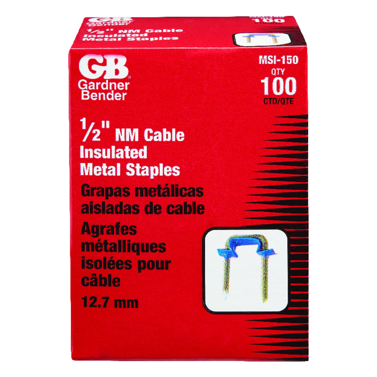 100-Pk. 1/2-In. Insulated Metal Cable Staples