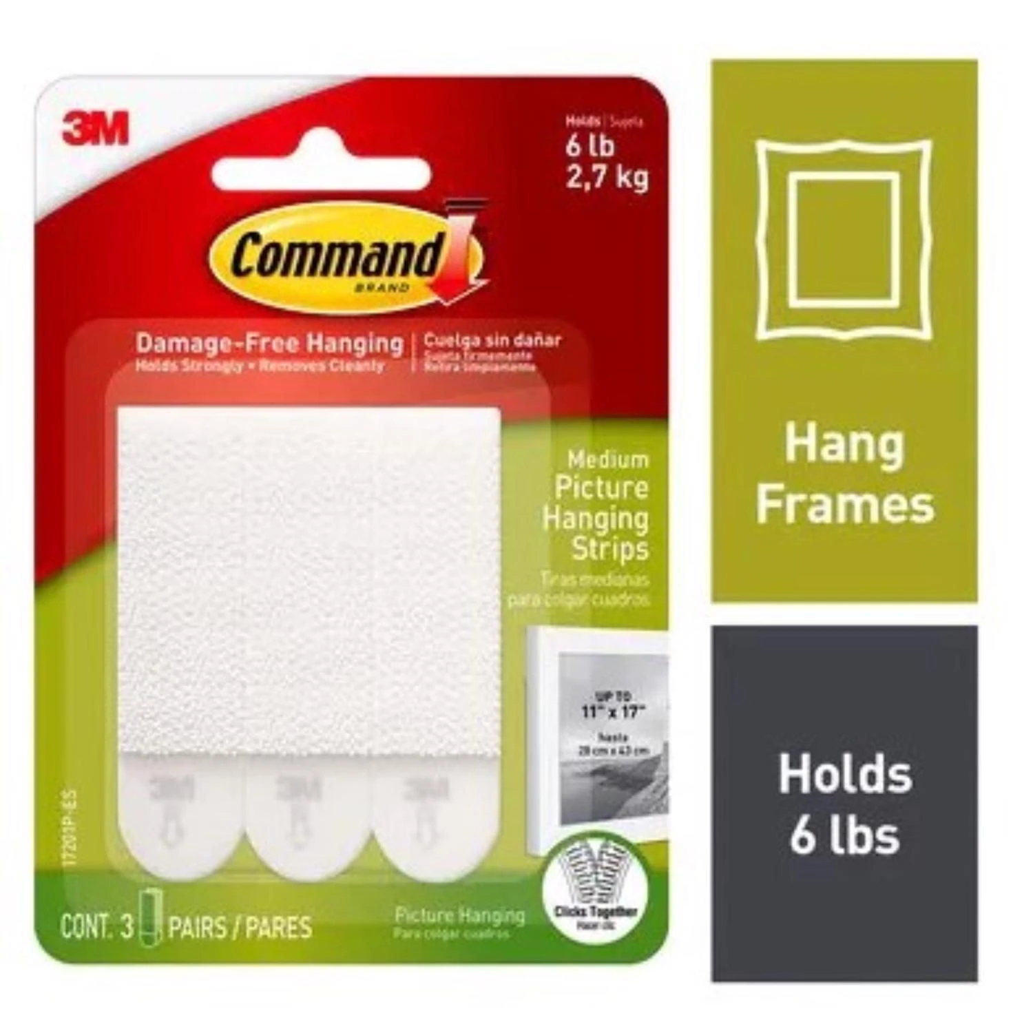 Picture Hanging Strips, White, Medium, 12-Pk.