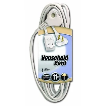Cable 09419 11 Ft. 16/2 White Slenderplug Indoor Cube Tap Extension Cord
