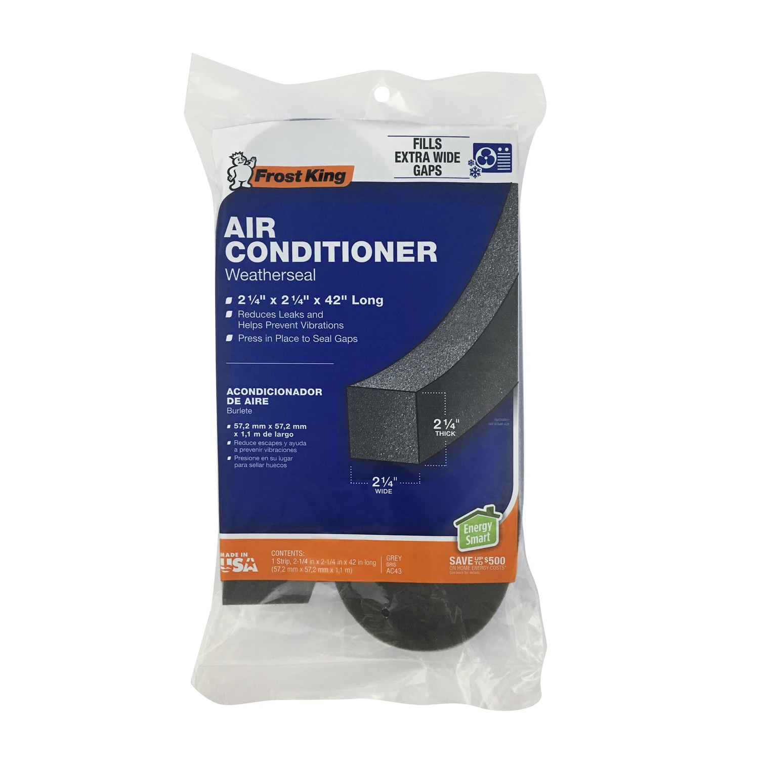 Air Conditioner Foam Weather Seal, 2-1/4 x 2-1/4 x 42 In.