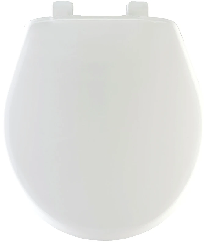 Round Plastic Toilet Seat, Whisper-Close STA-TITE Hinge, White