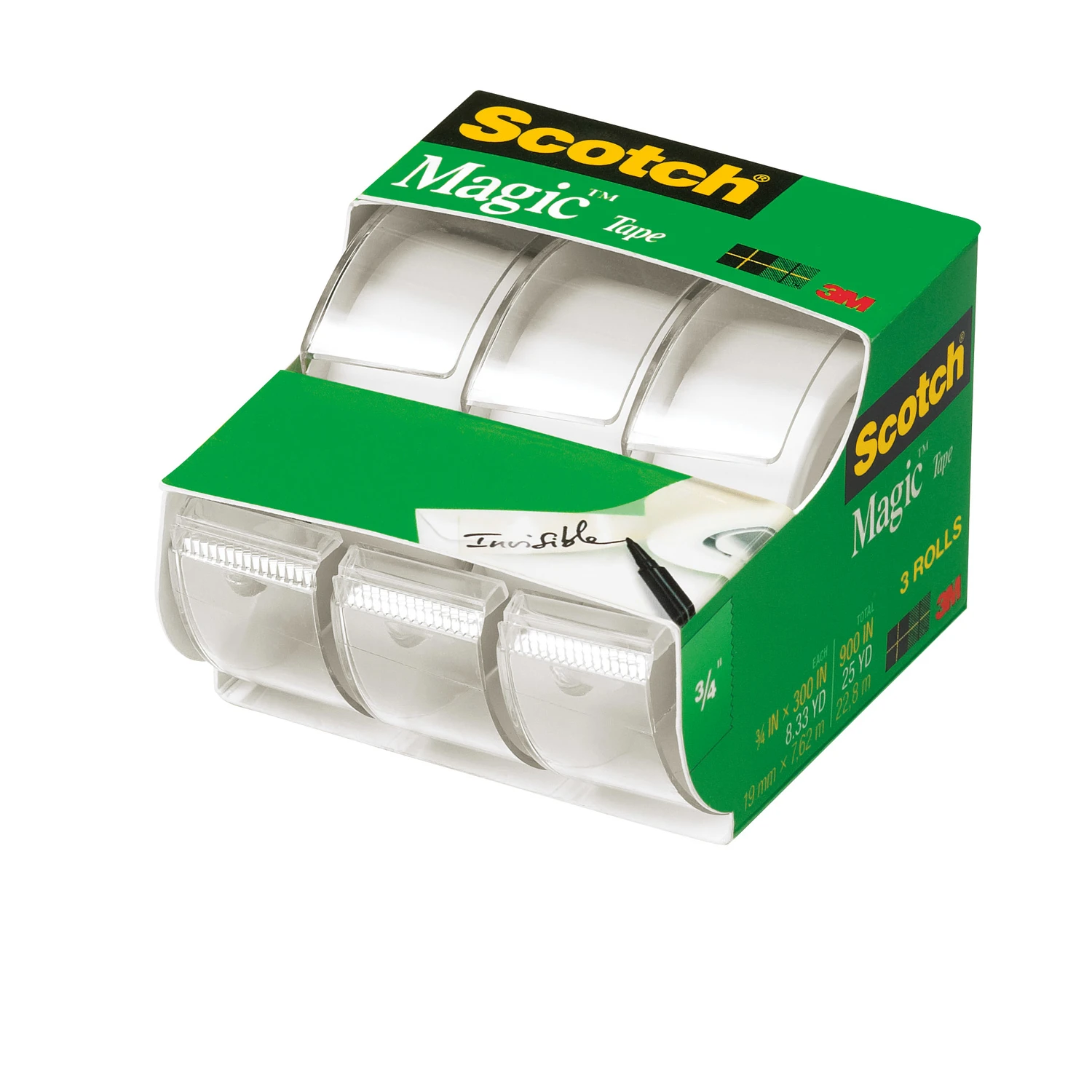 Invisible Magic Tape, Matte Finish, 3/4 x 300 In., 3-Pk.