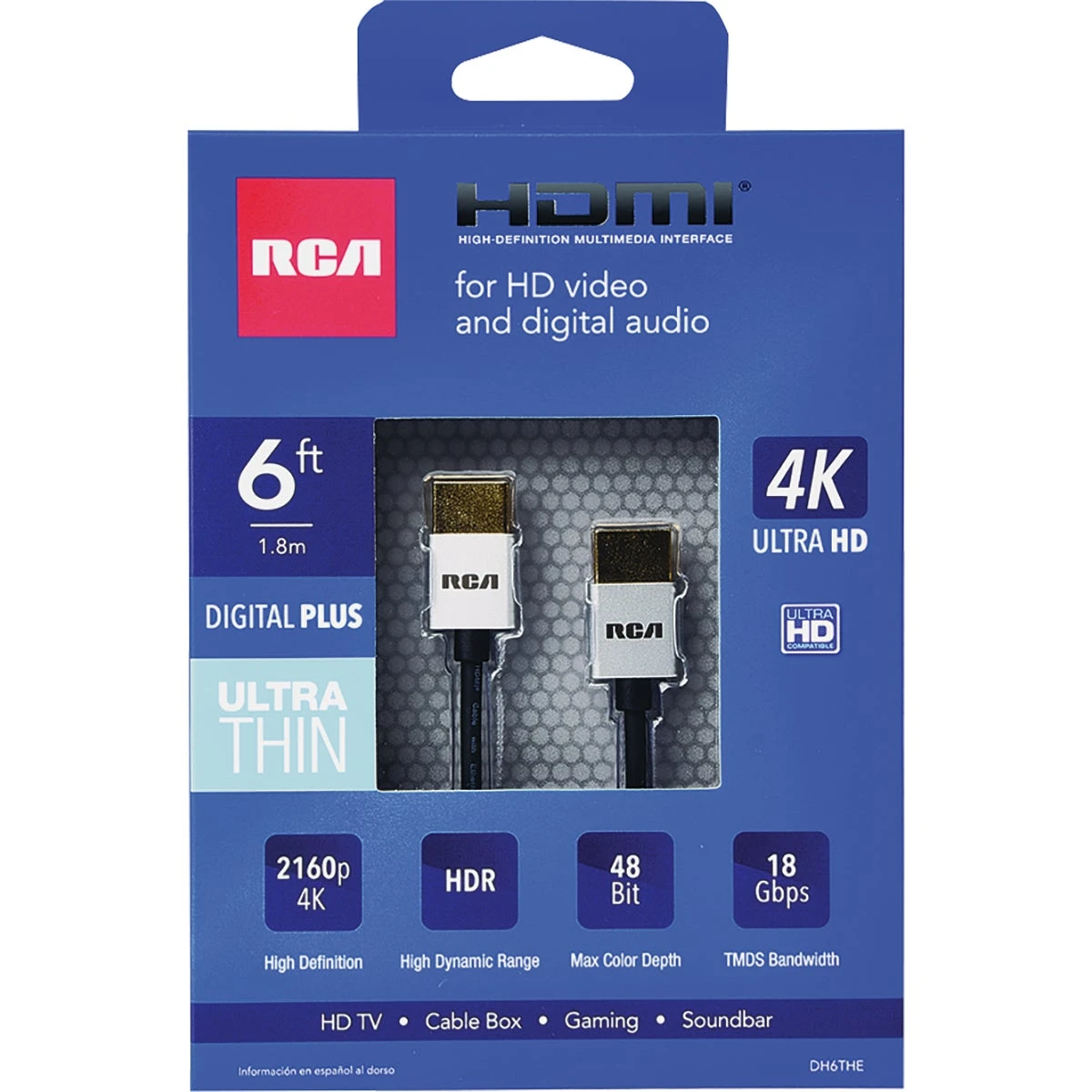 HDMI Cable, Ultra Thin, 4K Ultra HD, 6 Ft.