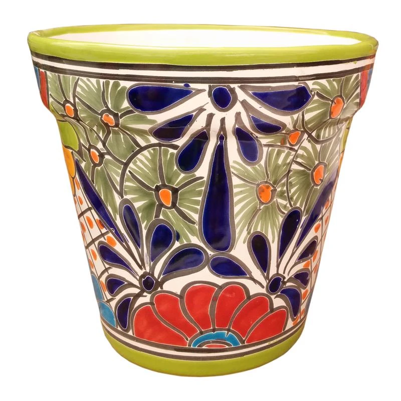 Cono Ceramic Planter, Double-Fired, Hand-Painted, 5.5 In.
