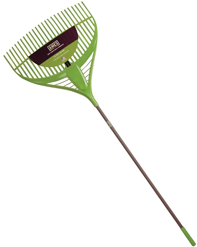 Leaf Rake with Poly Tines, 60 Inch Vinyl-Coated Steel Handle, 25 Inch Wide Head