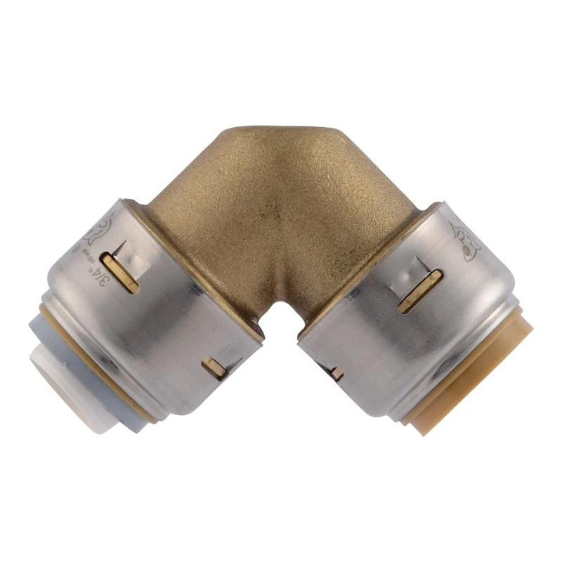 Brass Push-To-Connect Conversion Pipe Elbow, 90-Degree, Polybutylene, 3/4 In.