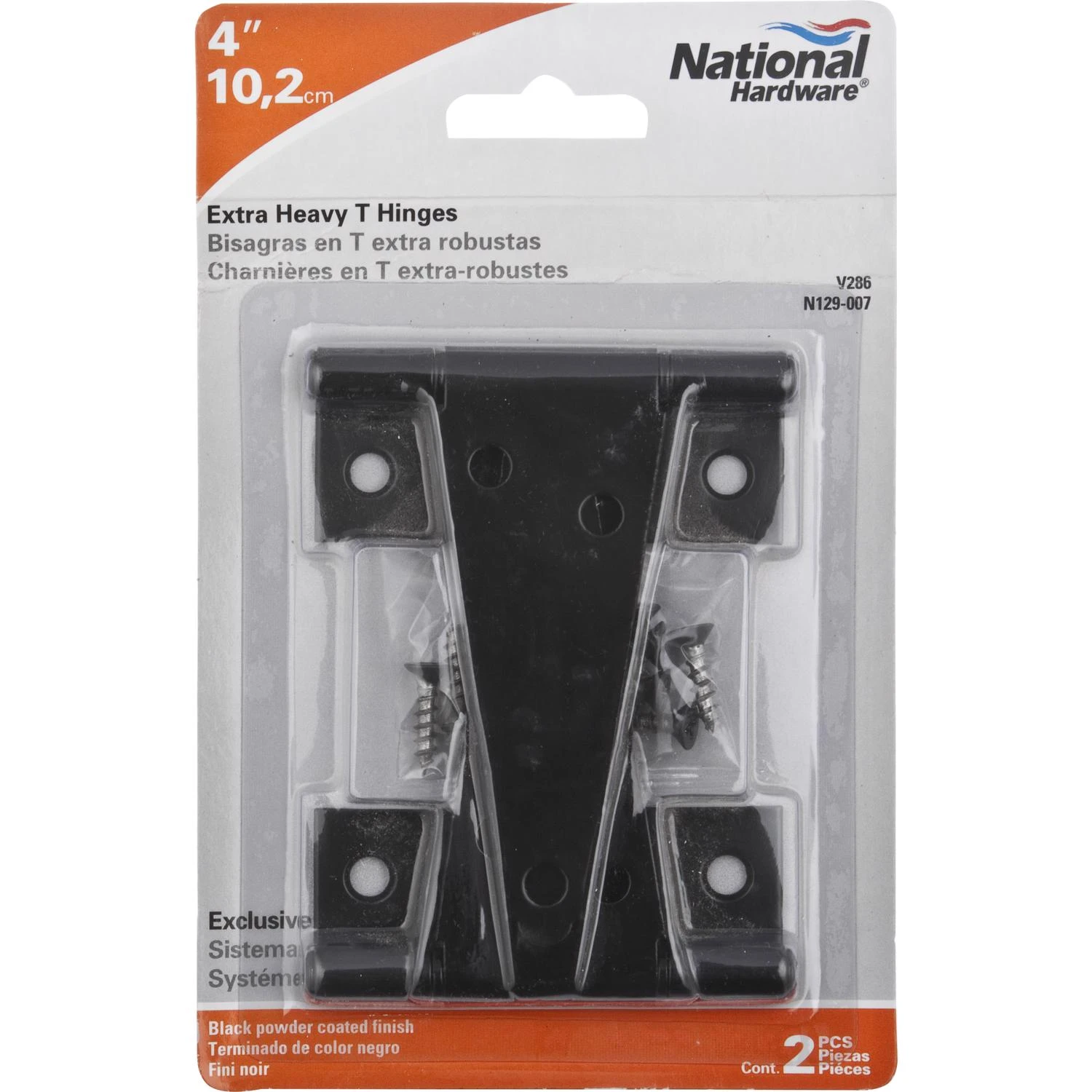 Extra Heavy Gate T-Hinge, Black, 4 In.