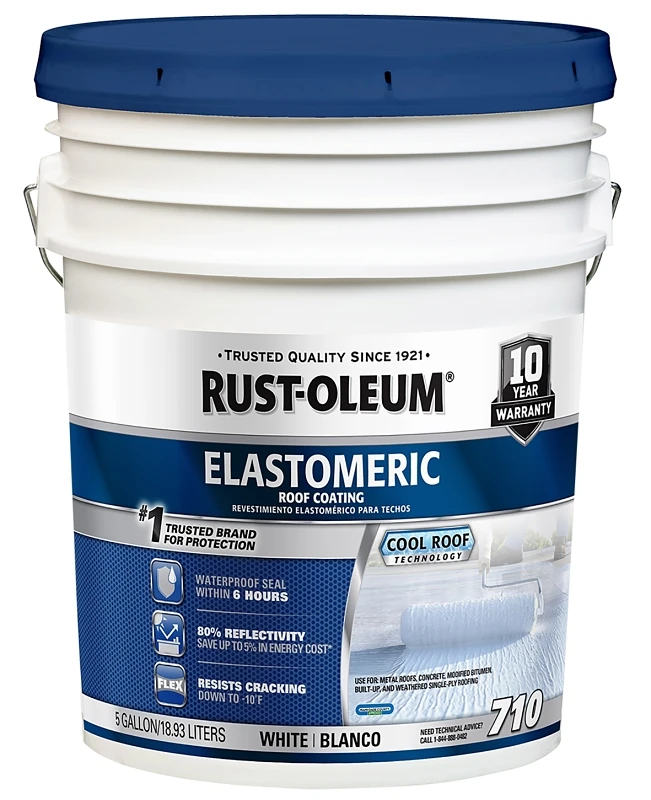 Elastomeric Roof Coating, White, 5-Gallons
