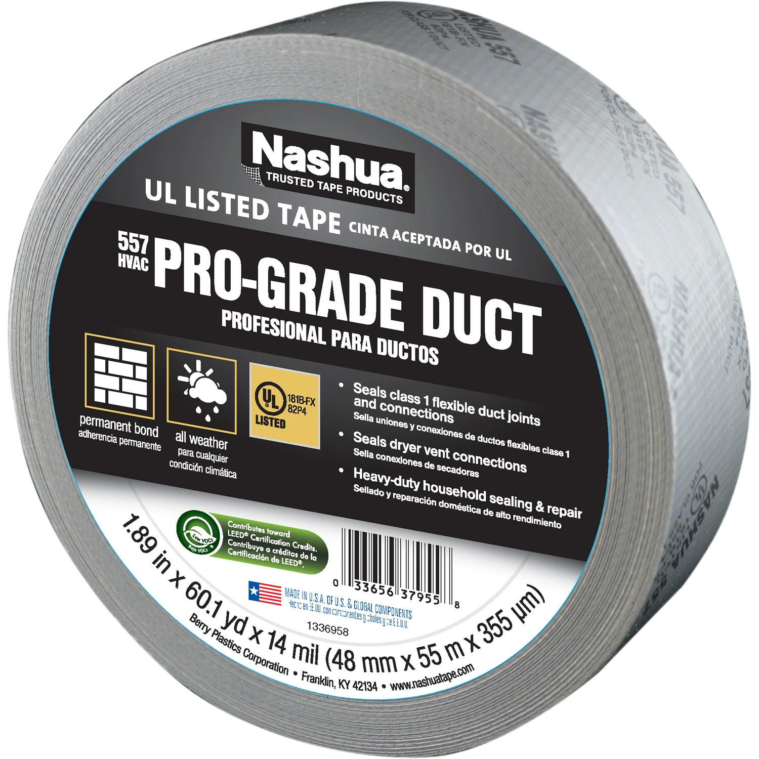 HVAC Duct Tape, Silver, 1.89-In. x 60-Yds.