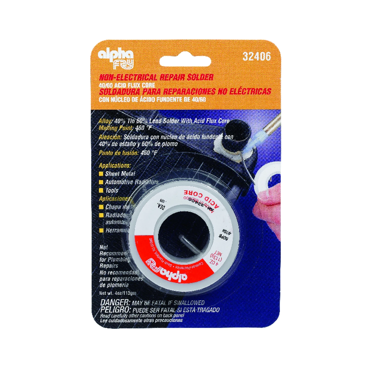 Leaded Non-Electrical Solder, 4-oz., .125-Diameter