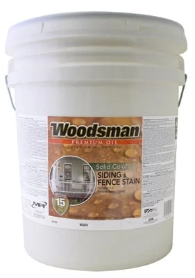 Woodsman House & Trim Stain, Oil Base, Solid-Color, Light Base, 5 Gallons