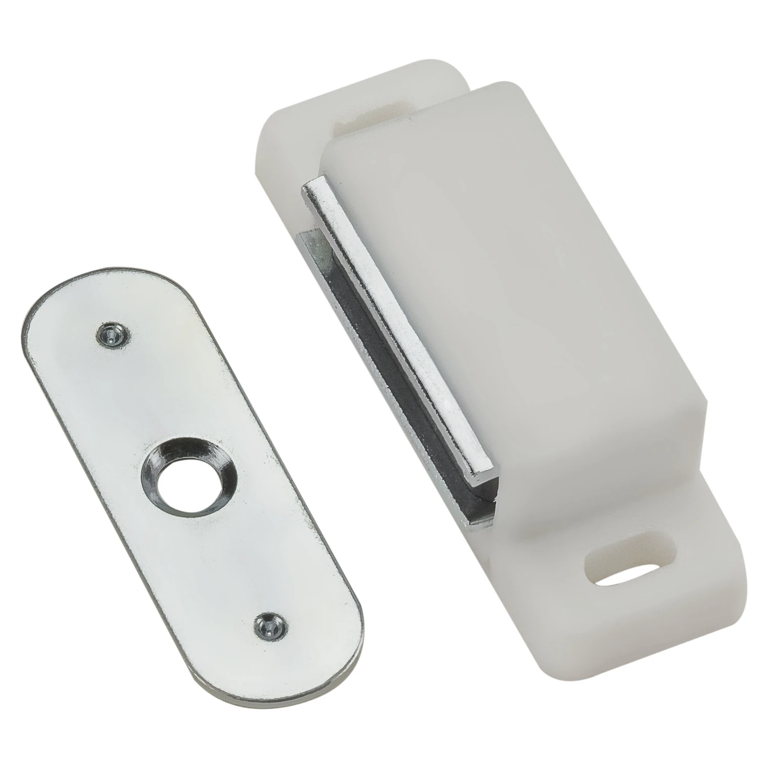 Magnetic Cabinet Catch, Aluminum Case, White