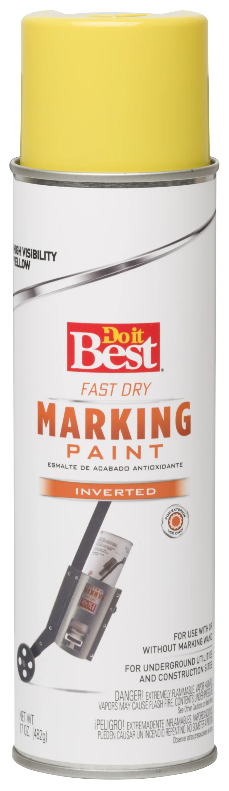 Industrial Choice Precision Line Marking Spray Paint, High-Visibility Yellow, 17-oz. Inverted
