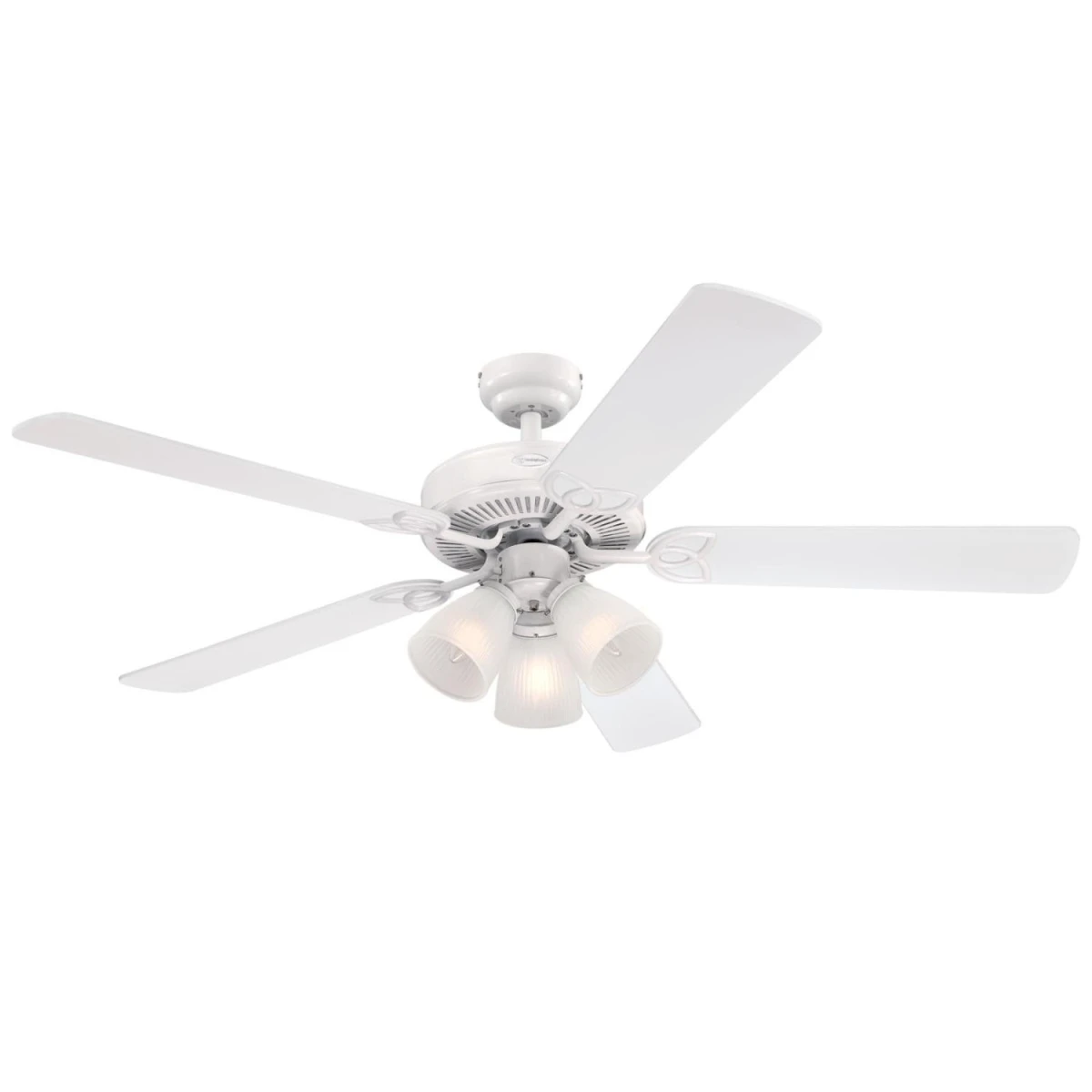Vintage Ceiling Fan + Light Kit, White, 52-In.