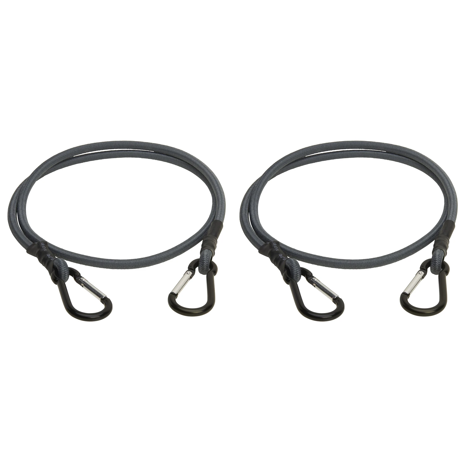 Bungee Cord, Mini Carabiner Hook, Gray, 48 In., 2-Pk.