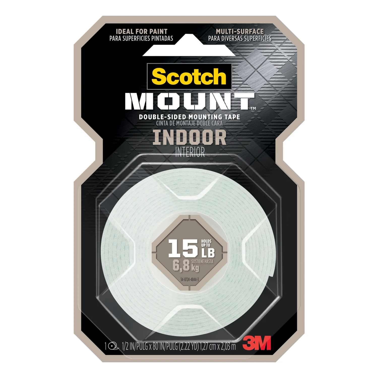 Heavy-Duty Mounting Tape, Double-Sided, 1/2 x 80 In.