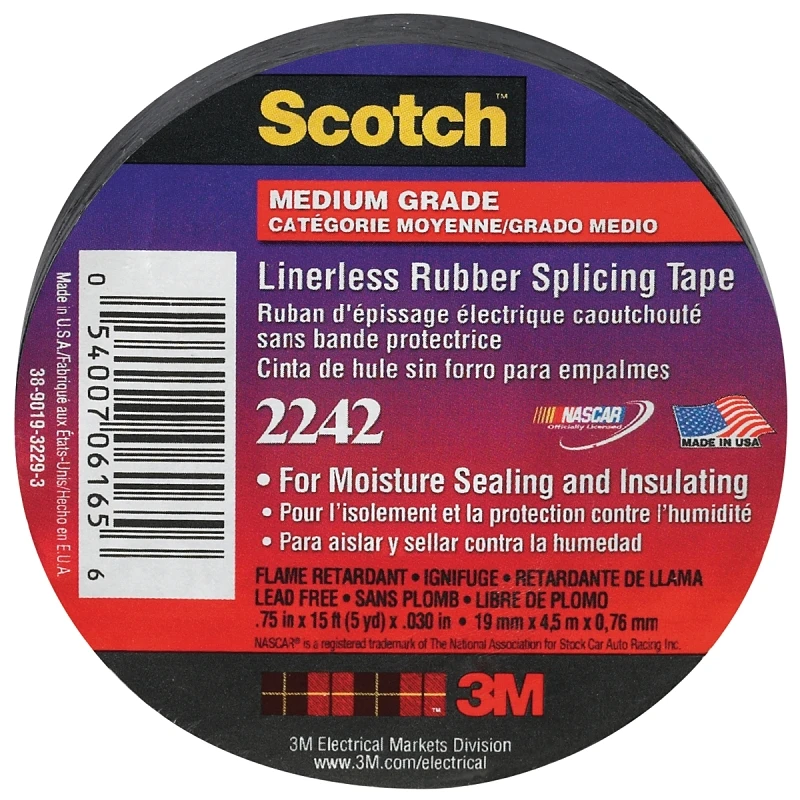 Linerless Electrical Splicing Tape, Medium-Grade, .75 In. x 15 Ft.