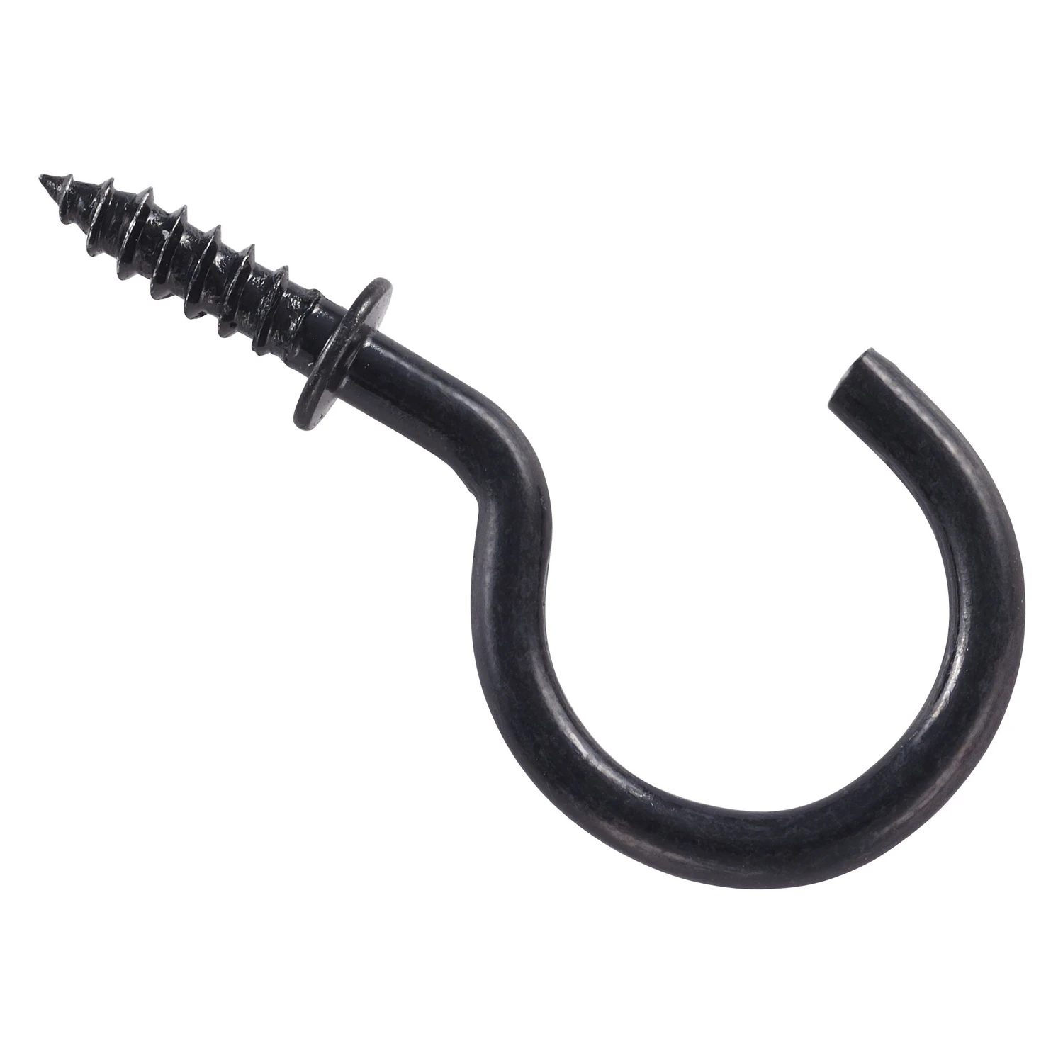Cup Hook, Black Vinyl-Coated, 1 In., 30-Pk.