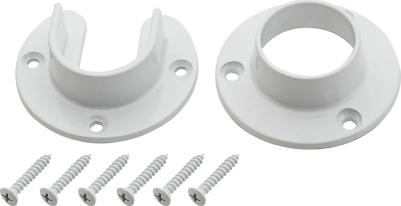 Closet Rod Pole Socket Set, Heavy-Duty, White, Pr.