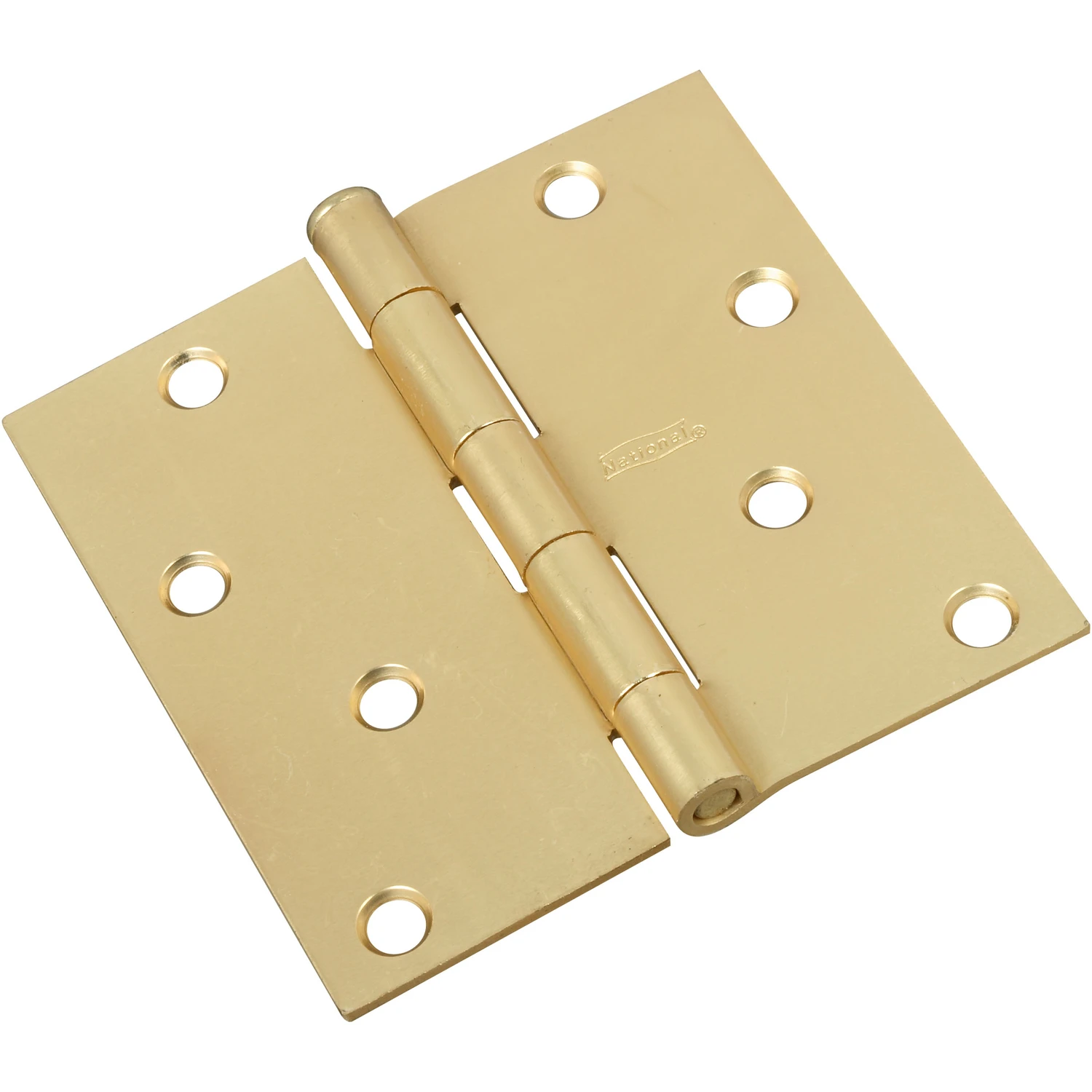 Door Hinge, Interior, Square-Edge, Satin Brass, 4 In.