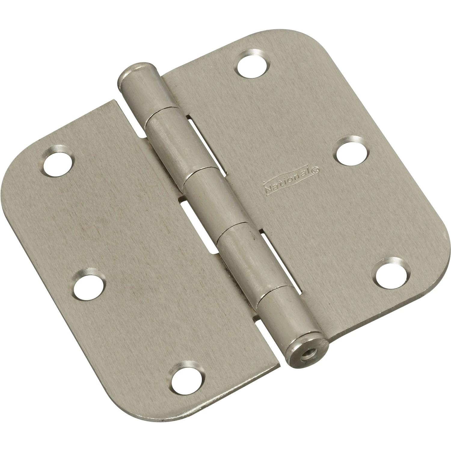 Door Hinge, Interior, Round-Edge, Satin Nickel, 3-1/2 In., 3-Pk.