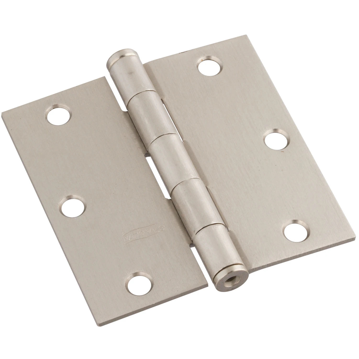 Door Hinge, Interior, Square-Edge, Satin Nickel, 3-1/2 In., 3-Pk.