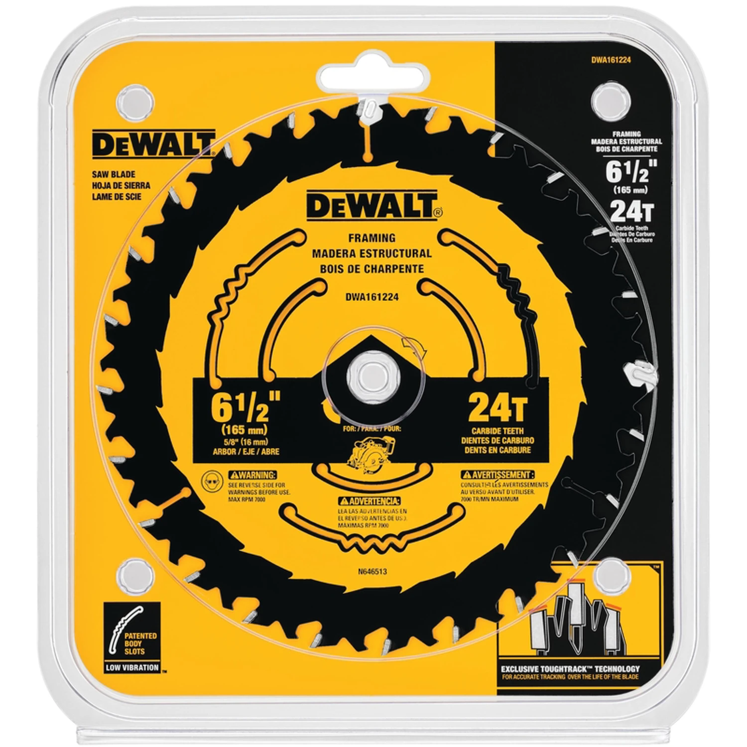 Dewalt 6-1/2 In. 24-tooth Tungsten Carbide Circular Saw Blade, 5/8 In. Arbor, 1 Pk