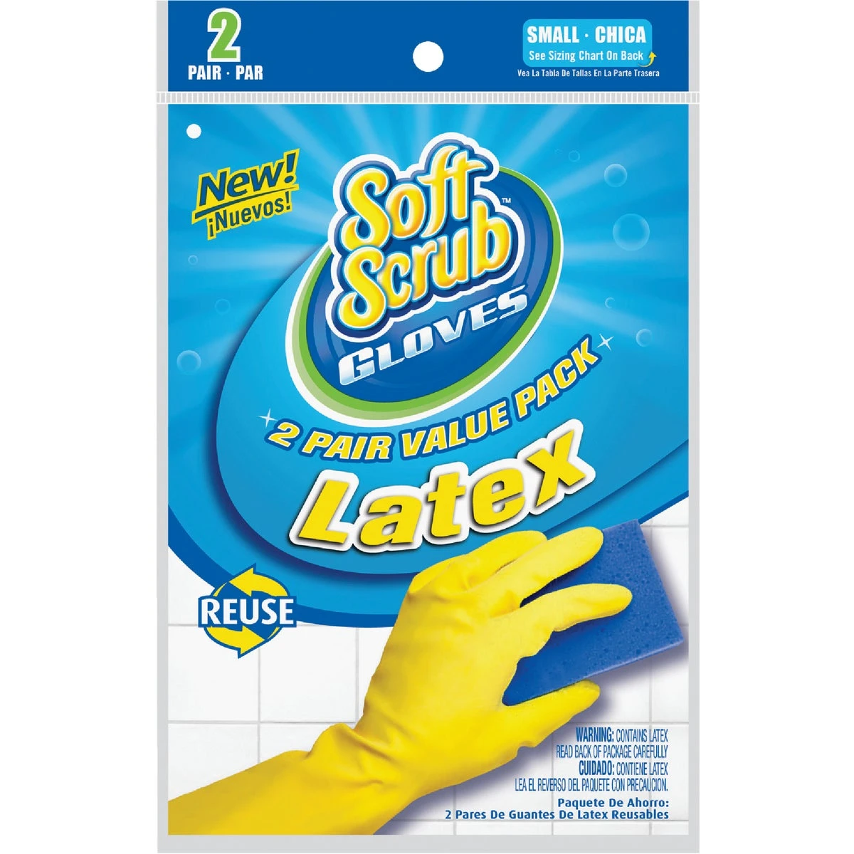 Latex Gloves, Yellow With Flocked Lining, Small, 2-Pr.