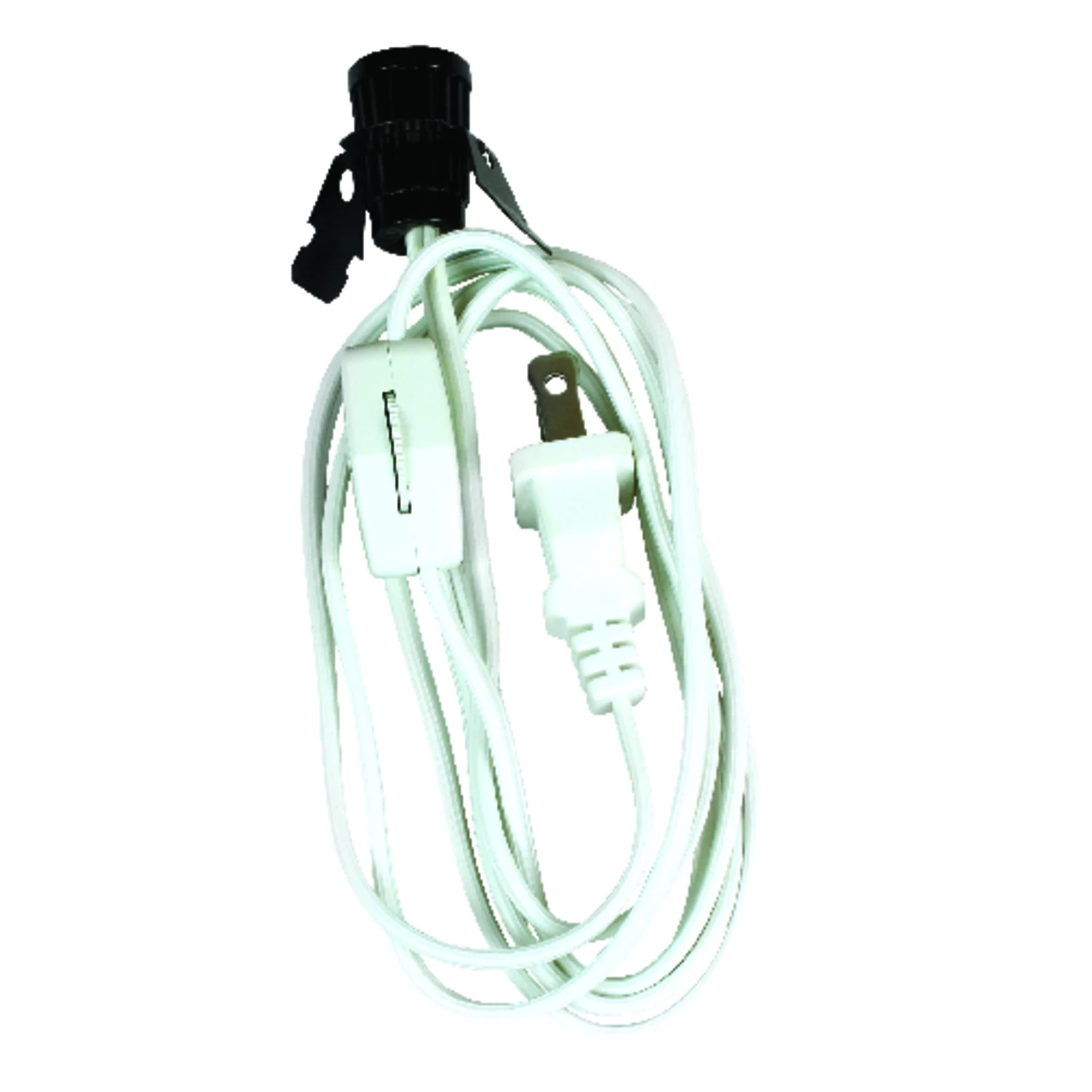 Lamp Cord With Clip-In Candelabra Base Socket, White, 6-Ft.