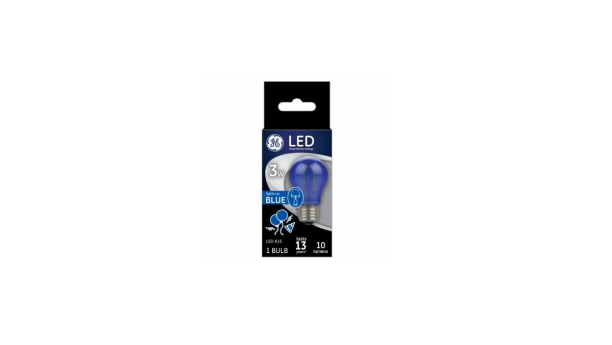 LED Party Light Bulb, A15, Blue, Soft White, 50 Lumens, 3 Watt