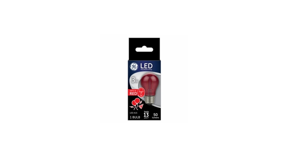 LED Party Light Bulb, A15, Red, Soft White, 50 Lumens, 3 Watt