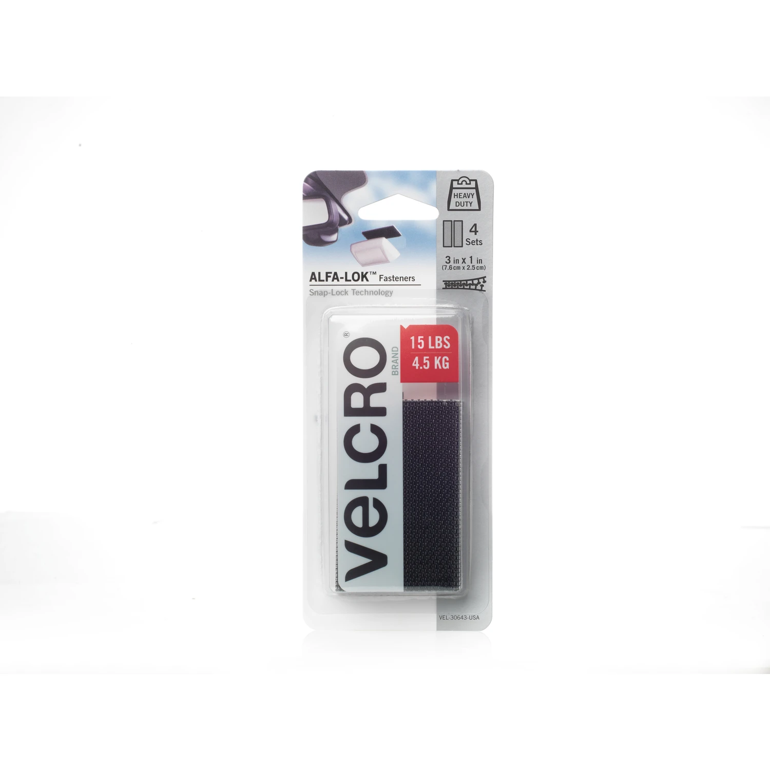 Alfa-Lok Fasteners, Black, 3 x 1 In., 4-Ct.