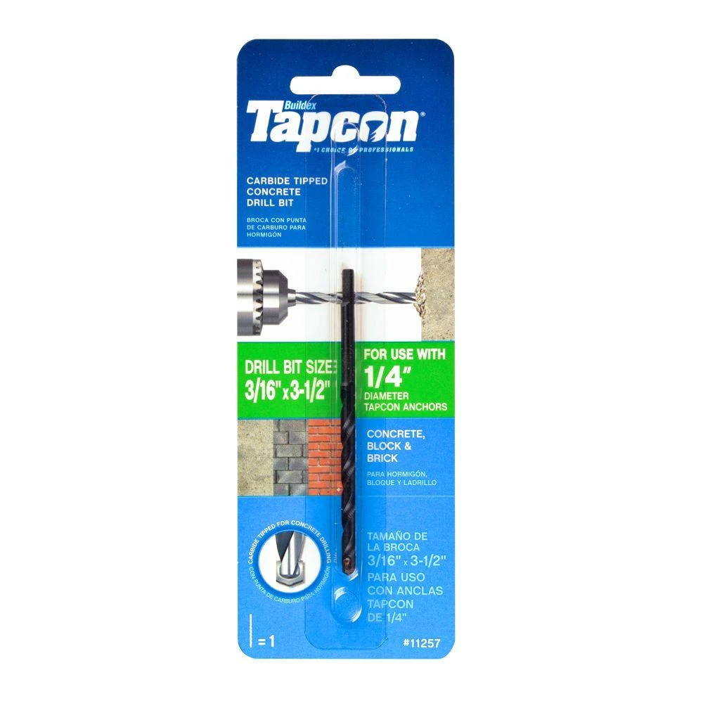 Concrete Drill Bit, 3/16 x 3-1/2 In.