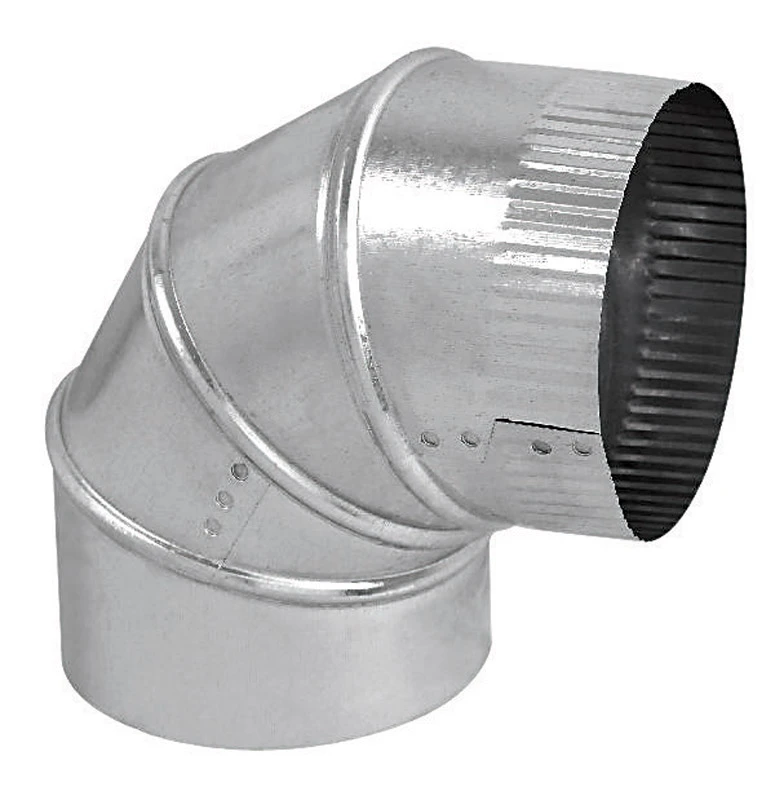 HVAC Duct Pipe Galvanized Adjustable Elbow, 90 Degree, 24 Gauge, 5 In.