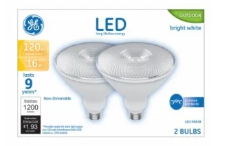 LED Outdoor Floodlights, Warm White, PAR38 Medium Base, 16 Watt, 2-Pk.